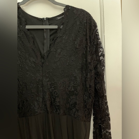 boohoo Iris Lace Top Slinky Jumpsuit in Black - Picture 4 of 6